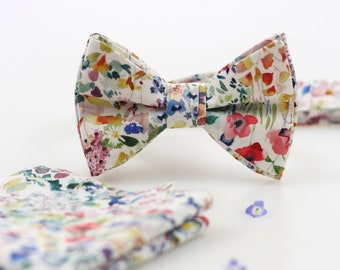 Men's exclusive floral bow tie with pocket square