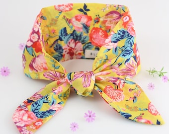 Stylish women's scarf made of exclusive floral fabric Liberty London "Soleil", women's flower headband, liberty london scarf