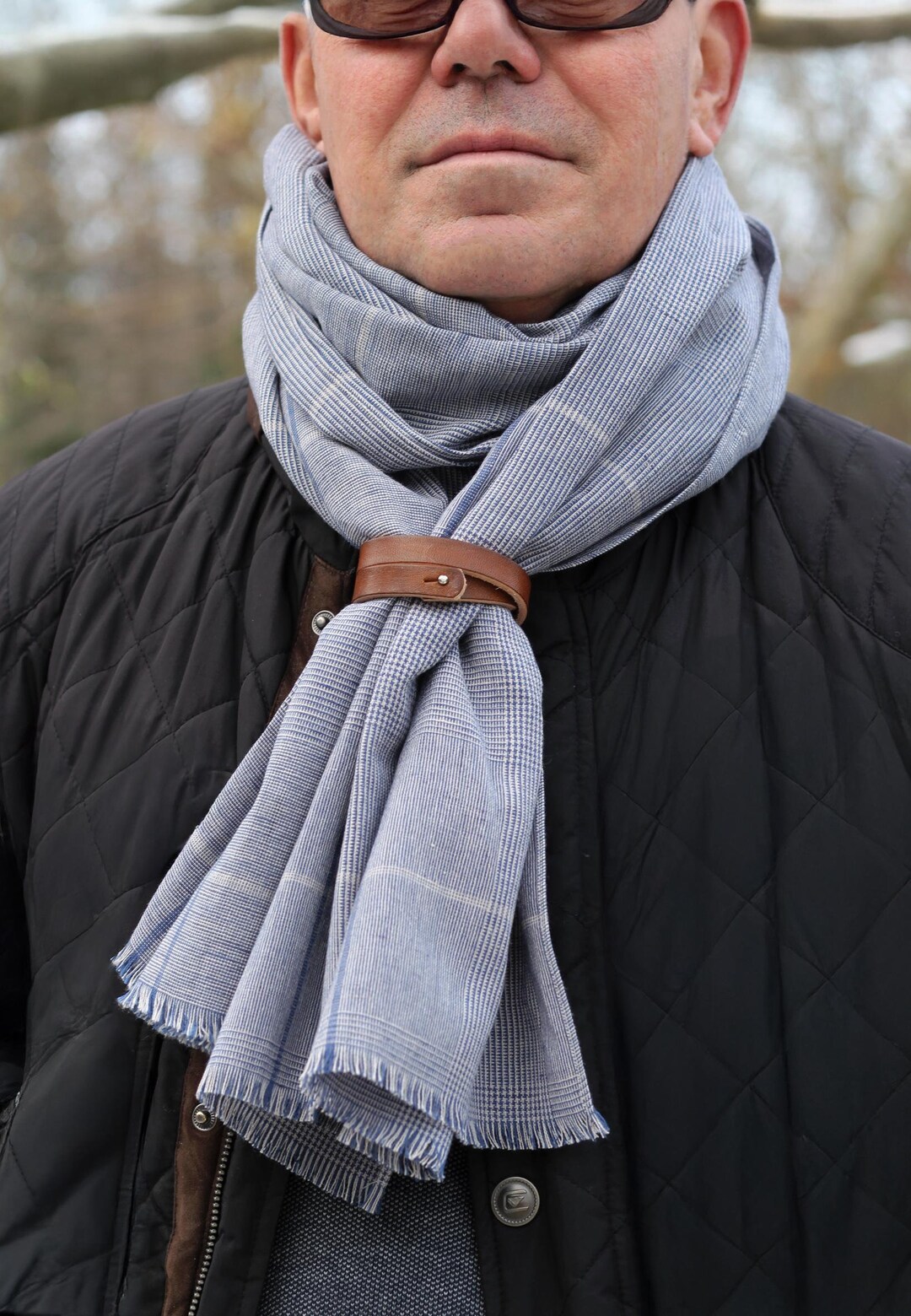 Men's Rectangle Scarf Daily Wear Date Blue Wine Scarf Color Block main image 1