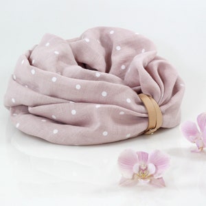 Light Pink Linen Infinity Scarf: Handmade European Flax Gift