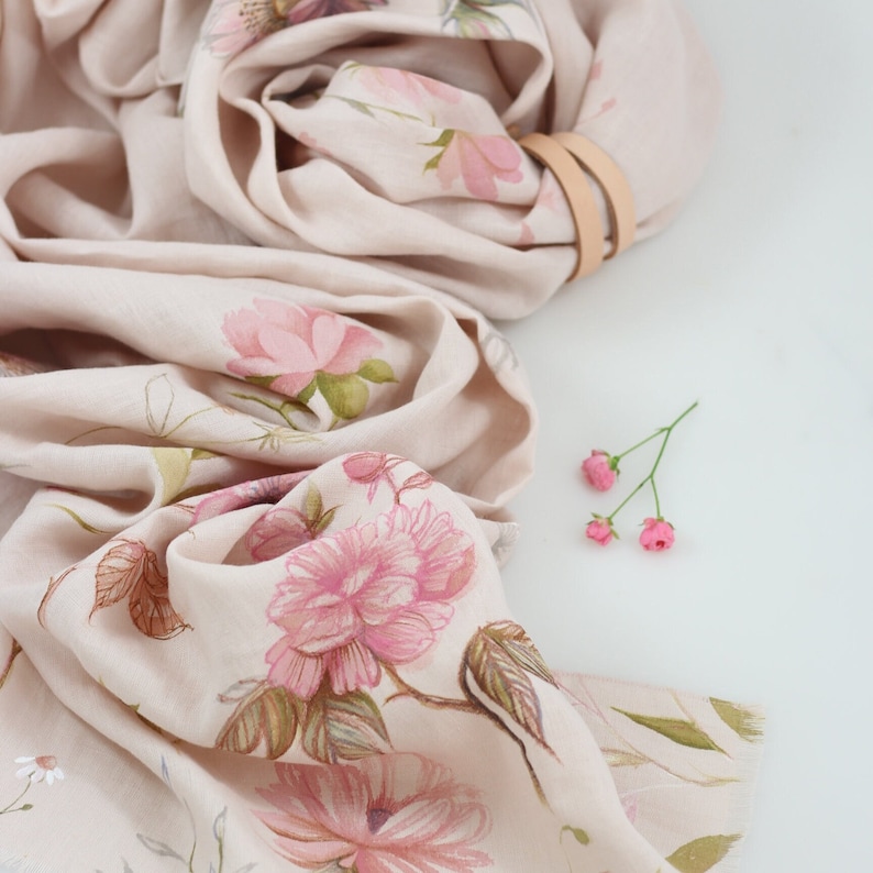 exclusive hand painted linen scarves for women, handmade gift