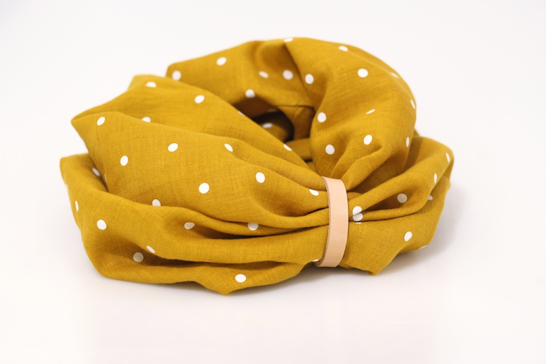 Women's yellow polka dot scarf image 3