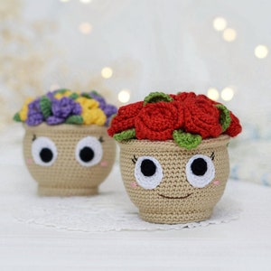 Crochet Pattern Flower Basket (fichier PDF), tutoriel amigurumi jouet bouquet de roses, bricolage crochet cadeau de fête des mères, cadeau de maman végétale, cadeau de Saint-Valentin