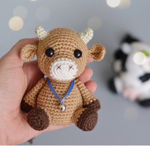 Bull crochet pattern, amigurumi toy bull tutorial, DIY stuffed highland cow, crochet steer easy tutorial, small toy calf gift for cowboy pdf