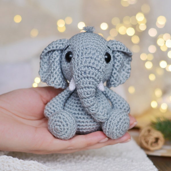 Crochet pattern Elephant (PDF file), amigurumi tutorial elephant toy, DIY gift crochet elephant, elephant with tusk, elephant nursery decor