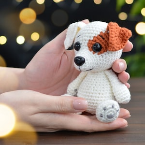 Crochet dog Jack Russell Terrier pattern, DIY amigurumi puppy Parson Russell Terrier, stuffed toy Smooth Fox Terrier,  Jack Russell pet pdf