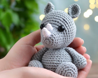 PATTERN: Crochet Rhino (PDF file)- amigurumi rhino, crochet pattern rhino, crochet pattern tutorial rhino, stuffed toy rhino