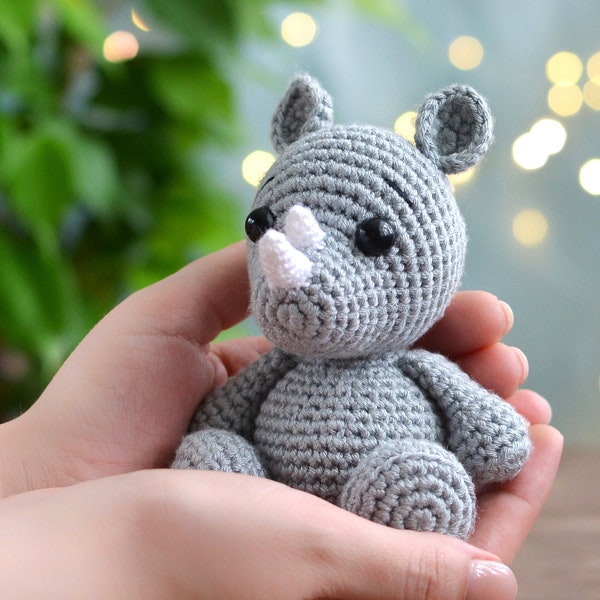 PATTERN: Crochet Rhino (PDF file)- amigurumi rhino, crochet pattern rhino, crochet pattern tutorial rhino, stuffed toy rhino