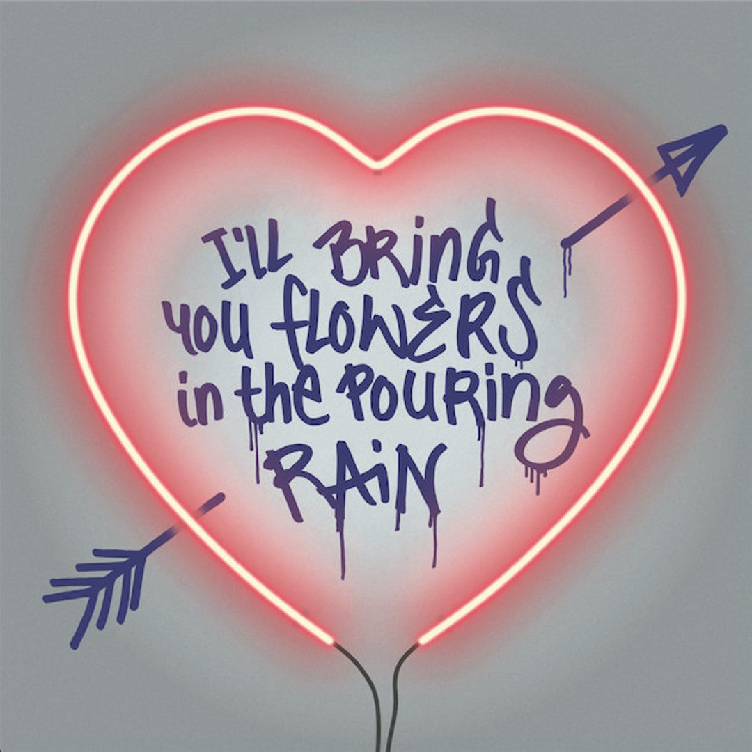 I'll Bring You Flowers in the Pouring Rain 40x40cm by Etsy