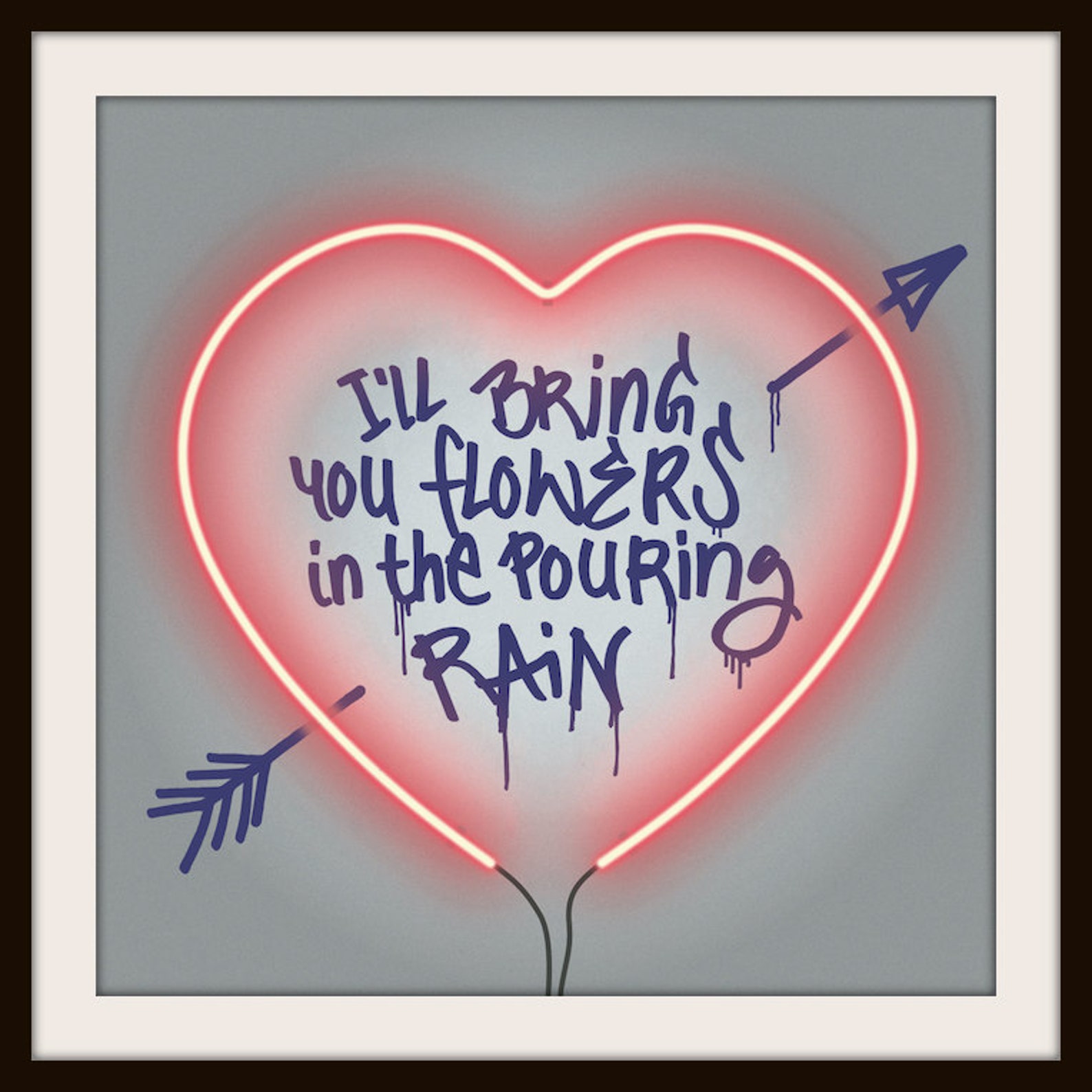 I'll Bring You Flowers in the Pouring Rain 40x40cm by Etsy