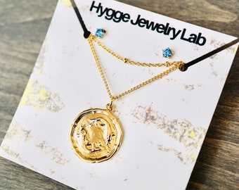 41018-2169 Zodiac Sign Pisces coin Charm 1 pcs Stainless Steel Astrological 12 Horoscope