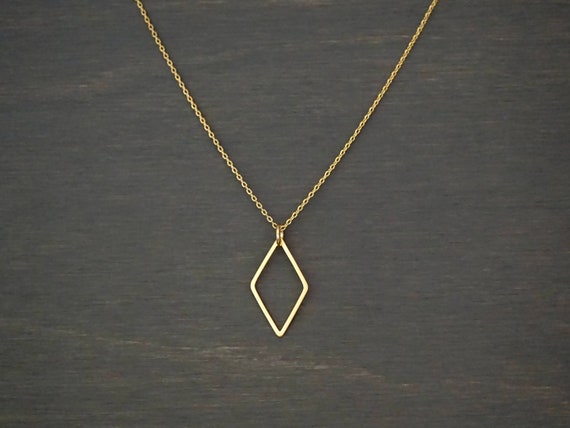 Diamond Shape Pendant Necklace Matte Geometric Rhombus | Etsy