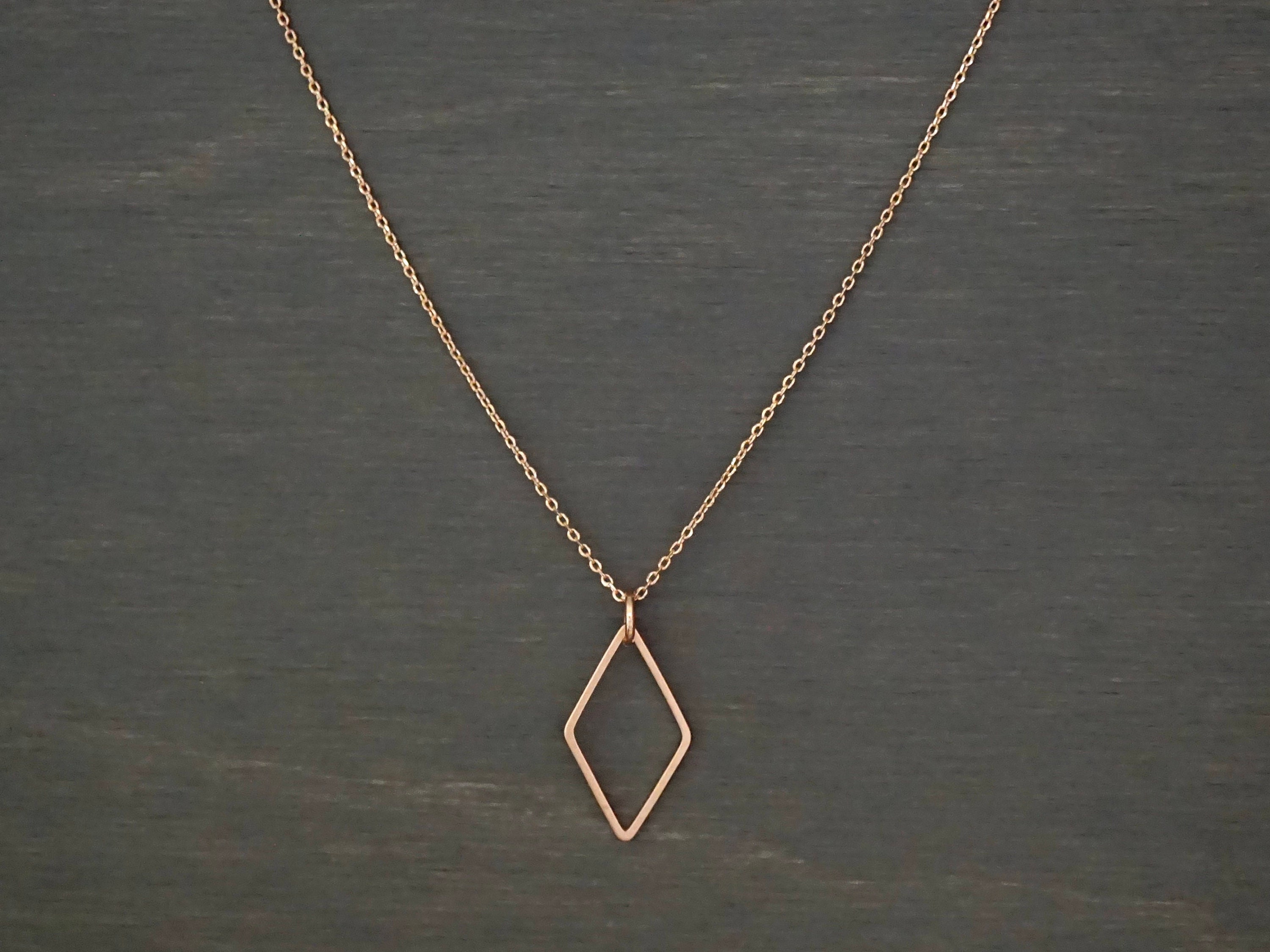 Diamond Shape Pendant Necklace Matte Geometric Rhombus | Etsy