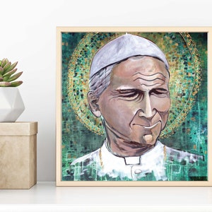 Pope John Paul II, JP2, Catholic art, Modern Midcentury Catholic art, Karol Wojtyla, pope, catholic pope, modern catholic art, papal art,