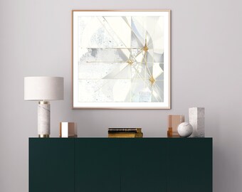 White Star retro painting, mid century modern art, night sky, retro art, celestial wall art, interior staging, gold leaf, interior styling