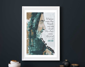 Padre Pio, Inspirational quote, Catholic art, Catholic wall art, Saint art, gift for catholic man, gifts for him, Christian art, Rosary