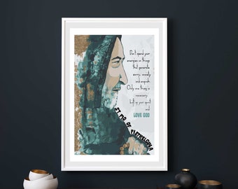 Padre Pio, inspirerend citaat, katholieke kunst, katholieke muurkunst, heilige kunst, cadeau voor de katholieke man, geschenken voor hem, christelijke kunst, rozenkrans