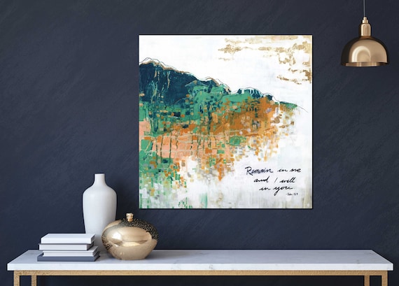 Inspirational wall art, religious art, modern abstract, abstract painting, positive quote, wisdom, bible quote, John inspirational quote God