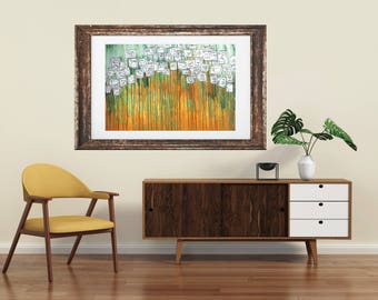 Floral Art Print, original abstract acrylic painting, abstract floral art print, modern interior decor, abstract floral wall art, bright art