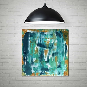 Abstract painting, acrylic abstract, blue abstract, teal art, contemporary abstract, mid century modern art,  abstract art, interior decor