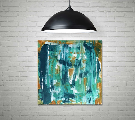 Abstract painting, acrylic abstract, blue abstract, teal art, contemporary abstract, mid century modern art,  abstract art, interior decor