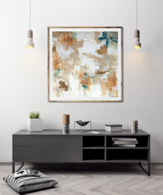 Gold Teal Abstract, abstract art print, acrylic painting, modern interior decor, gold leaf painting, modern abstract, mid century modern art