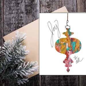 Joy Tarjeta navideña, tarjeta de felicitación de Navidad, tarjeta de navidad de adorno, felicitación hecha a mano, tarjeta de felicitación de letras a mano para Navidad