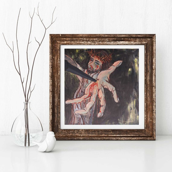 God the Son, Redeemer of the World art print, Jesus, Christ on the cross, Catholic art print, Christian art print, crucifixion, Catholic gif