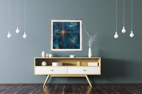 Galaxy 1, giclee art print, gold leaf, celestial art, mid century modern art, modern mid century art, star art, space art, sky art, abstract