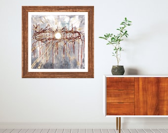Crown, Crown of Thorns art, Catholic Art, Jesus, Religious Art, Eucharist, Eucharist art, gold leaf, modern mid century art, Catholic gift,