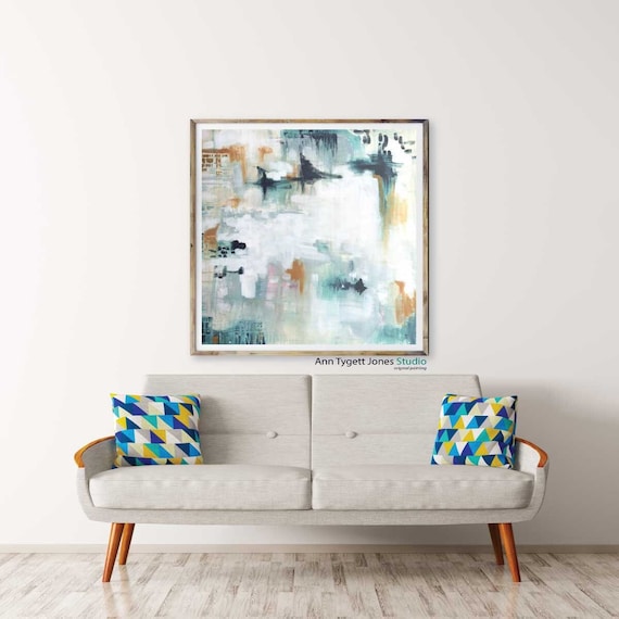 Art Print of abstract painting, beautiful blue abstract wall art, abstract wall art, modern interior, mid century abstract, contemporary art