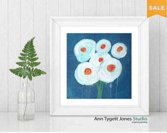 Flower painting, abstract floral, modern interior wall art, interior wall art, flower painting, flowers, white flowers, floal art, floral