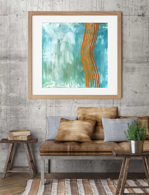 Abstract art print, commercial art, line art, retro mod art, mid century modern, modern abstract, interior design, interior decor, teal