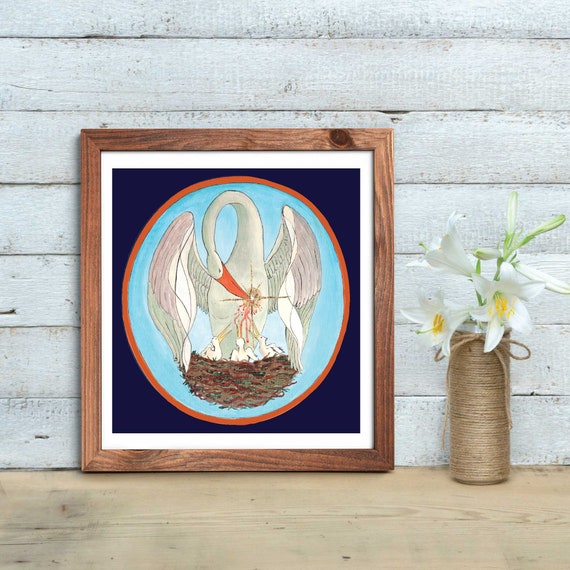 Sacrifice, catholic images, catholic art, pelican image, Pelican, sacred images, Eucharist, Jesus Christ, blood of Christ, catholic gift