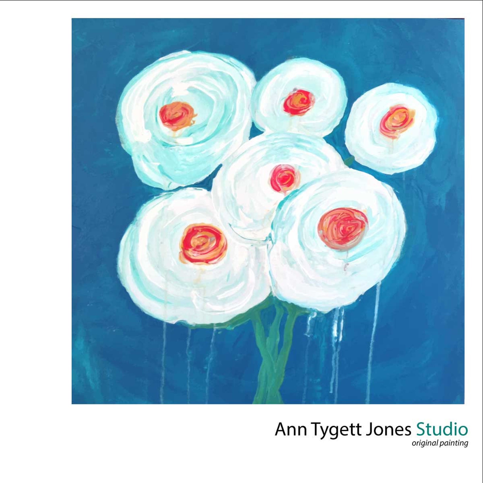 Original Abstract Floral Painting Bouquet of White Flowers Etsy