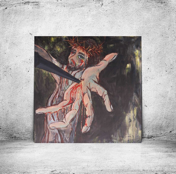 God the Son, Redeemer of the World, original painting, canvas art, Catholic art, Catholic painting, Christ, Jesus crucified, blood of Christ