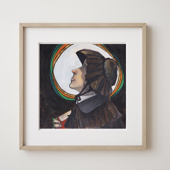 St Elizabeth Ann Seton, gold leaf, Catholic art, Catholic art print, Catholic decor, saint art, saint, modern Catholic art, Catholic, patron