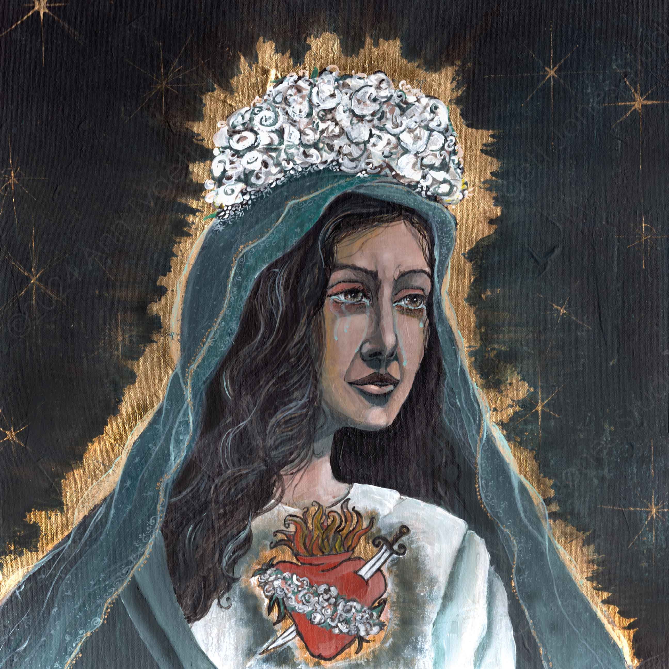 悲しみの聖母、ジクレー版画、カトリックの室内装飾、カトリックの芸術