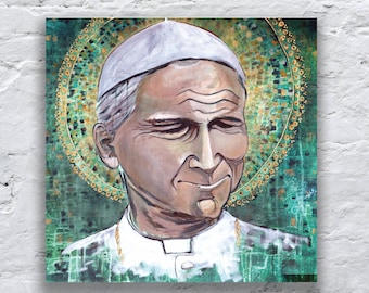Papa Juan Pablo II, JP2, arte católico, arte católico moderno de mediados de siglo, Karol Wojtyla, pintura, papa católico, arte católico moderno, papal