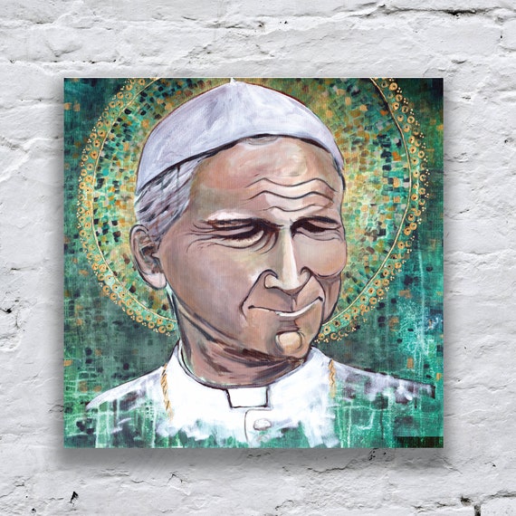 Pope John Paul II, JP2, Catholic art, Modern Midcentury Catholic art, Karol Wojtyla, painting, catholic pope, modern catholic art, papal