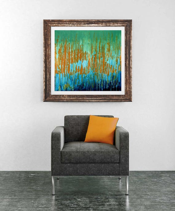 Mid century modern abstract print, blue abstract, green abstract, giclee print, contemporary abstract, commercial art, interior wall art