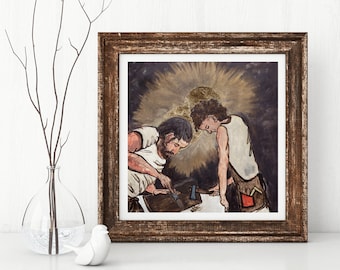 イコンスタイル 聖ヨセフと幼子イエス 絵画 聖ヨセフと幼子イエス 2 版画 | 聖なるイメージアイコン - Etsy 日本
