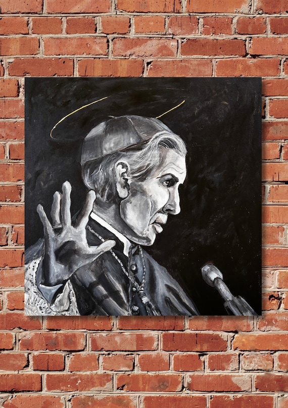 Venearble Fulton Sheen Original Painting, Catholic Painting, Catholic Home decor, Saint art, Bishop Fulton Sheen, Catholic gift