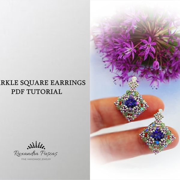 Tutoriel Boucles d'oreilles carrées scintillantes