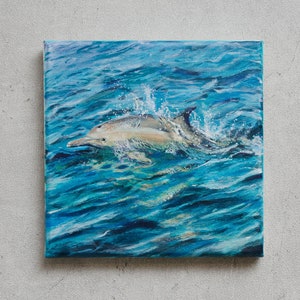 Swimming Dolphin – Original, Unique, Acrylic on Canvas