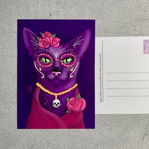 Gato La Catrina, cartão postal de Halloween