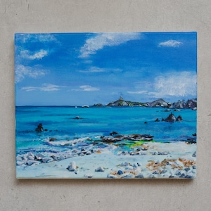 Sardinia II, beach, Capo Carbonara, Sardinia, Italy - original, unique, acrylic on canvas