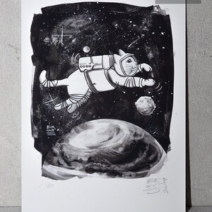 Gatto spaziale | stampa artistica digitale opaca limitata