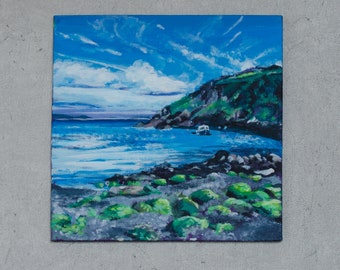 Sandscove, Ardfield, Ireland – original, unique, acrylic on cardboard