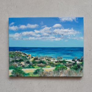 Sardinia I, beach, Capo Carbonara, Sardinia, Italy - original, unique, acrylic on canvas
